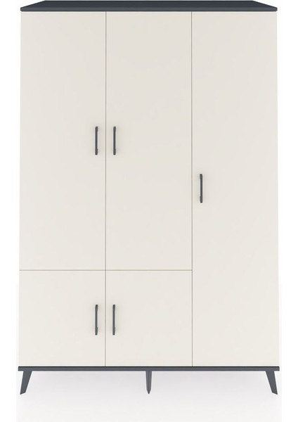 Kronos Dolap 7 Raflı 5 Kapaklı Tek Askılı 132X59X195 Antrasit-Aytaşı/antrasit