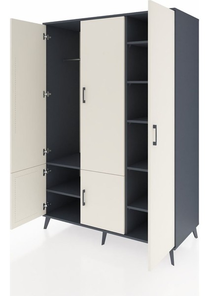 Kronos Dolap 7 Raflı 5 Kapaklı Tek Askılı 132X59X195 Antrasit-Aytaşı/antrasit modelleri