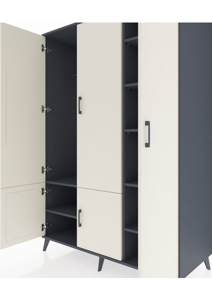 Kronos Dolap 7 Raflı 5 Kapaklı Tek Askılı 132X59X195 Antrasit-Aytaşı/antrasit fırsatları