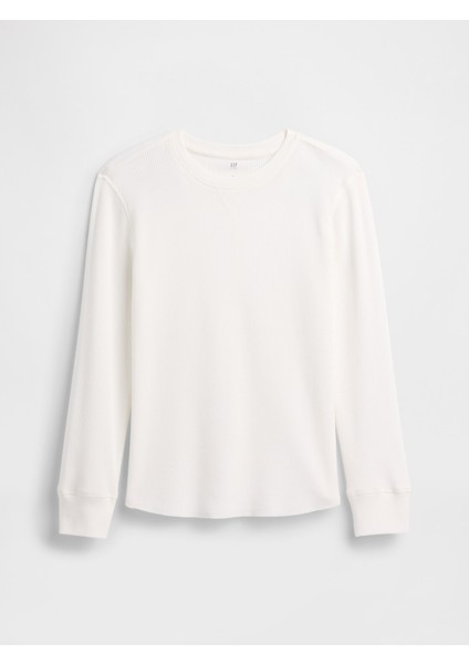 Erkek Çocuk Beyaz Waffle-Knit T-Shirt