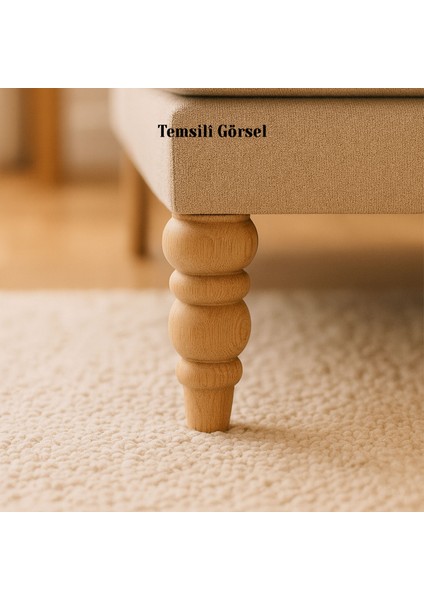 Bohem 17 cm 4'lü Set Boyasız Ham Doğal Ahşap Ayak Silindir Mobilya Koltuk Kanepe Ayağı Aparat Dahil fiyatları