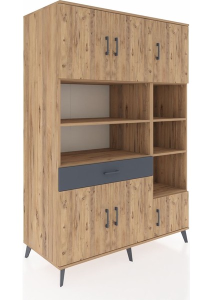 Kronos Dolap 10 Raflı Tek Çekmeceli 6 Kapaklı 132X59X195 Çam-Çam/antrasit fiyatları