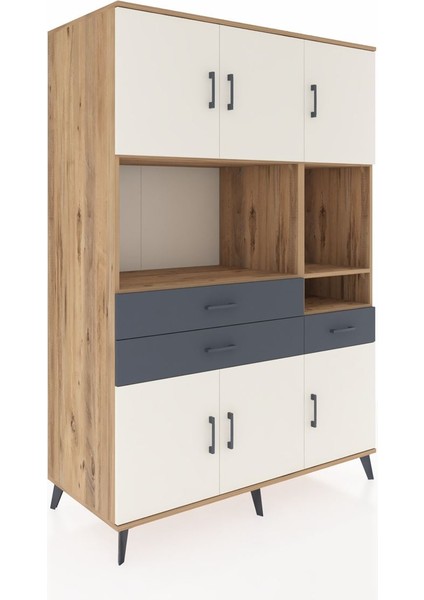 Kronos Dolap 9 Raflı 3 Çekmeceli 6 Kapaklı 132X59X195 Çam-Aytaşı/antrasit fiyatları