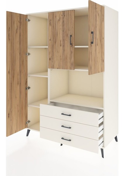 Kronos Dolap 6 Raflı 3 Çekmeceli 3 Kapaklı 132X59X195 Aytaşı-Çam/aytaşı modelleri