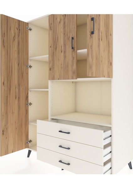 Kronos Dolap 6 Raflı 3 Çekmeceli 3 Kapaklı 132X59X195 Aytaşı-Çam/aytaşı fırsatları