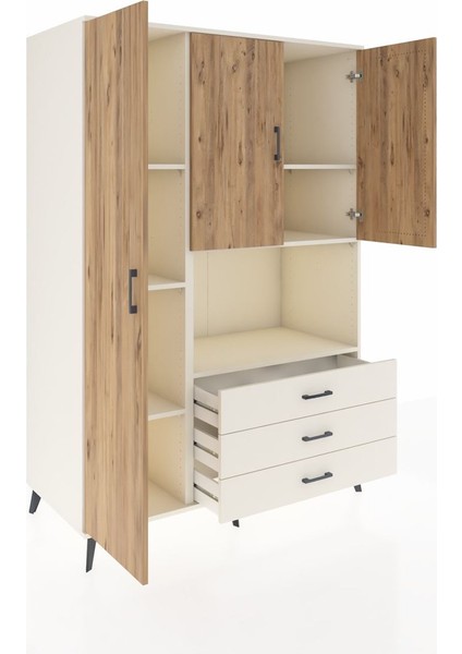 Kronos Dolap 6 Raflı 3 Çekmeceli 3 Kapaklı 132X59X195 Aytaşı-Çam/aytaşı indirimleri