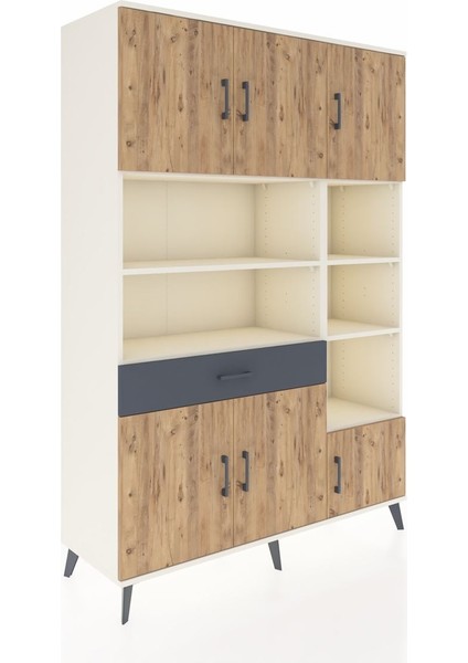 Hyperion Dolap 10 Raflı Tek Çekmeceli 6 Kapaklı 132X44X195 Aytaşı-Çam/antrasit fiyatları