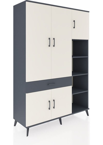 Hyperion Dolap 10 Raflı Tek Çekmeceli 5 Kapaklı 132X44X195 Antrasit-Aytaşı/antrasit fiyatları