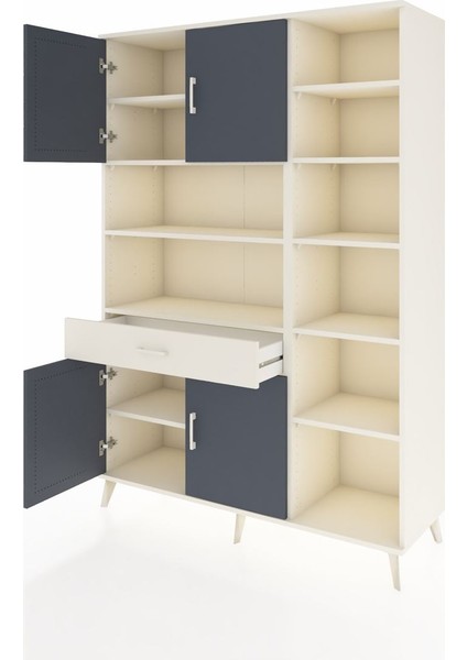 Hyperion Dolap 10 Raflı Tek Çekmeceli 4 Kapaklı 132X44X195 Aytaşı-Antrasit/aytaşı modelleri