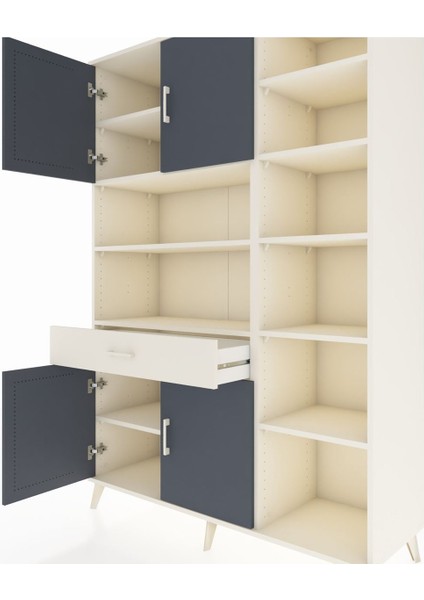 Hyperion Dolap 10 Raflı Tek Çekmeceli 4 Kapaklı 132X44X195 Aytaşı-Antrasit/aytaşı fırsatları