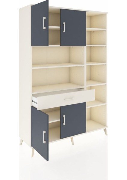 Hyperion Dolap 10 Raflı Tek Çekmeceli 4 Kapaklı 132X44X195 Aytaşı-Antrasit/aytaşı indirimleri