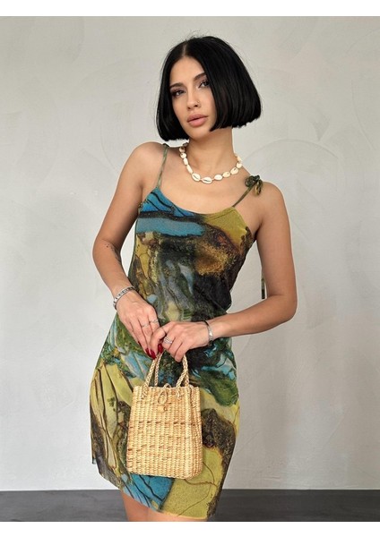 Desenli Askılı Bastik Elbise fiyatları