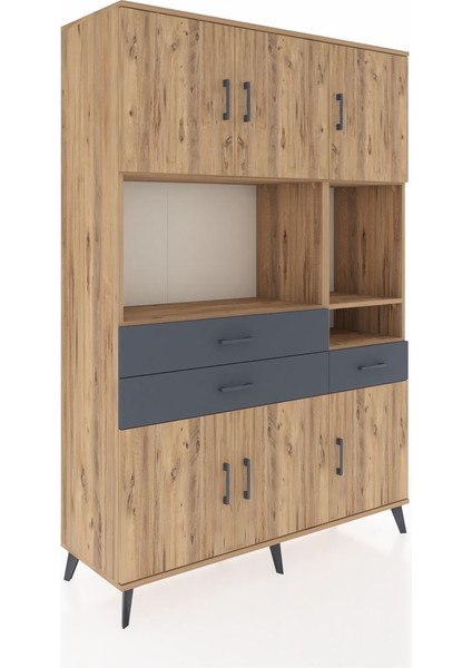 Hyperion Dolap 9 Raflı 3 Çekmeceli 6 Kapaklı 132X44X195 Çam-Çam/antrasit fiyatları