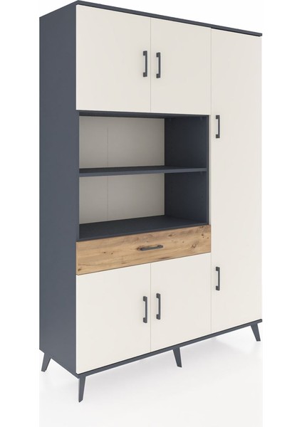 Hyperion Dolap 10 Raflı Tek Çekmeceli 6 Kapaklı 132X44X195 Antrasit-Aytaşı/çam fiyatları