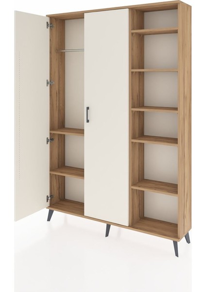 Arges Dolap 7 Raflı 2 Kapaklı Tek Askılı 132X30X195 Çam-Aytaşı/çam modelleri