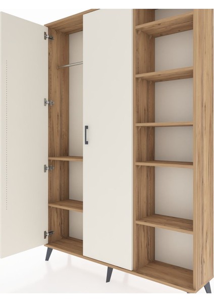 Arges Dolap 7 Raflı 2 Kapaklı Tek Askılı 132X30X195 Çam-Aytaşı/çam fırsatları