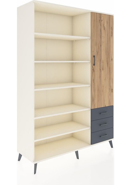 Hyperion Dolap 9 Raflı 3 Çekmeceli Tek Kapaklı 132X44X195 Aytaşı-Çam/antrasit fiyatları