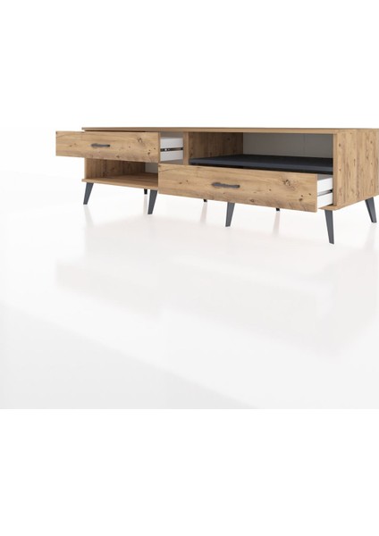 Kronos Tv Ünitesi Tek Raflı 2 Çekmeceli 176X59X51 Çam-Antrasit/çam modelleri