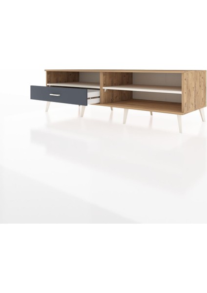 Kronos Tv Ünitesi 2 Raflı Tek Çekmeceli 176X59X51 Çam-Aytaşı/antrasit modelleri
