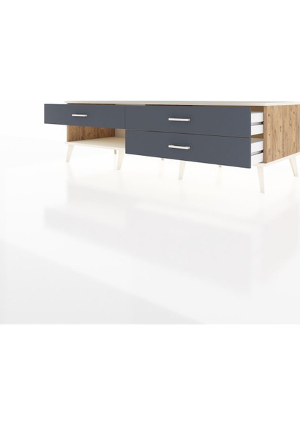 Kronos Tv Ünitesi 3 Çekmeceli 176X59X51 Çam-Aytaşı/antrasit modelleri