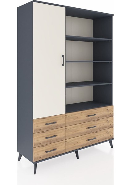 Hyperion Dolap 8 Raflı 6 Çekmeceli Tek Kapaklı 132X44X195 Antrasit-Aytaşı/çam fiyatları