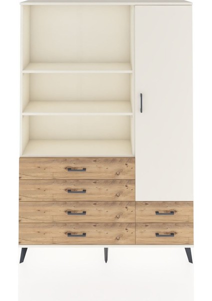 Arges Dolap 7 Raflı 6 Çekmeceli Tek Kapaklı 132X30X195 Aytaşı-Aytaşı/çam