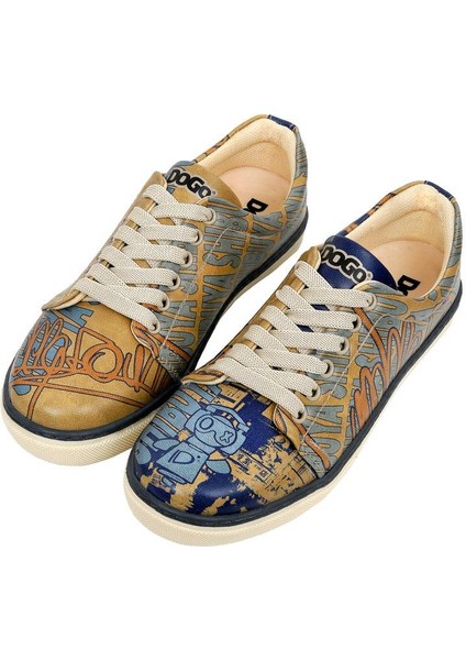 Kadın Vegan Deri Sarı Sneakers - Robo Shibuya Tasarım