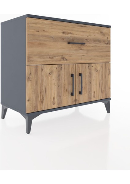 Hyperion Şifonyer Tek Raflı Tek Çekmeceli 2 Kapaklı 88X44X80 Antrasit-Çam fiyatları