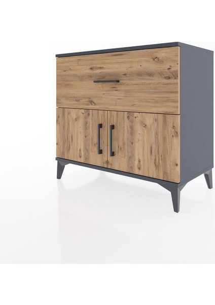 Hyperion Şifonyer Tek Raflı Tek Çekmeceli 2 Kapaklı 88X44X80 Antrasit-Çam modelleri