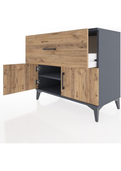 Hyperion Şifonyer Tek Raflı Tek Çekmeceli 2 Kapaklı 88X44X80 Antrasit-Çam fırsatları