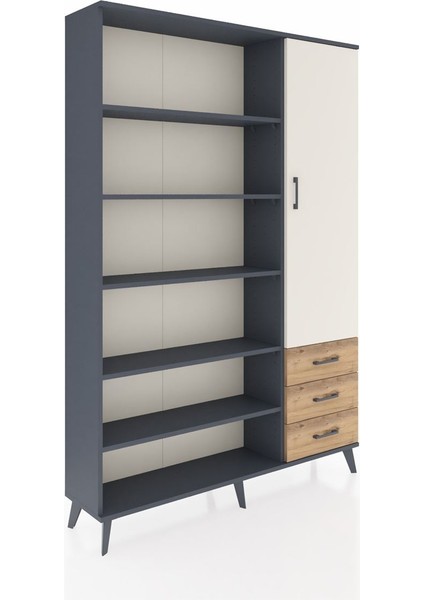 Arges Dolap 9 Raflı 3 Çekmeceli Tek Kapaklı 132X30X195 Antrasit-Aytaşı/çam fiyatları
