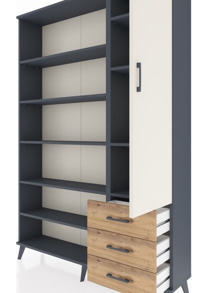 Arges Dolap 9 Raflı 3 Çekmeceli Tek Kapaklı 132X30X195 Antrasit-Aytaşı/çam fırsatları