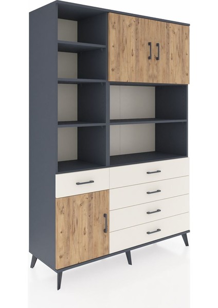 Hyperion Dolap 9 Raflı 5 Çekmeceli 3 Kapaklı 132X44X195 Antrasit-Çam/aytaşı fiyatları