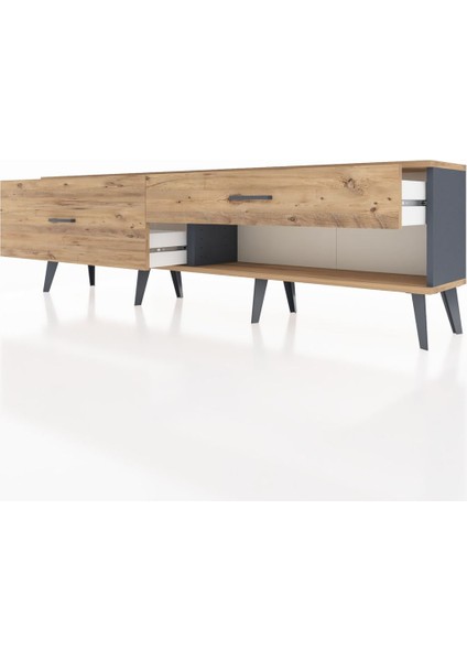 Arges Tv Ünitesi 2 Çekmeceli 176X30X51 Antrasit-Çam/çam fırsatları