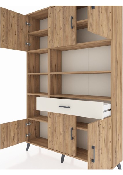 Arges Dolap 10 Raflı Tek Çekmeceli 6 Kapaklı 132X30X195 Çam-Çam/aytaşı fırsatları