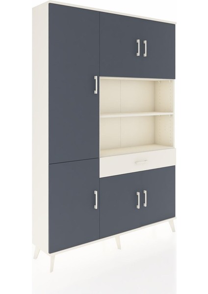 Arges Dolap 10 Raflı Tek Çekmeceli 6 Kapaklı 132X30X195 Aytaşı-Antrasit/aytaşı fiyatları