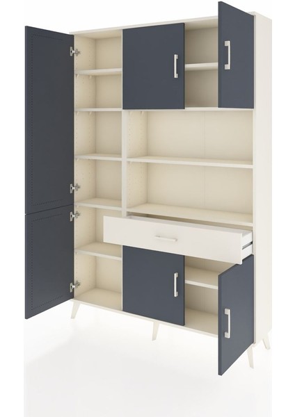 Arges Dolap 10 Raflı Tek Çekmeceli 6 Kapaklı 132X30X195 Aytaşı-Antrasit/aytaşı modelleri