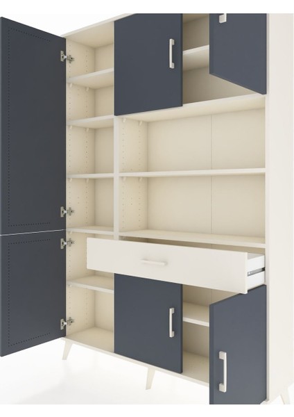 Arges Dolap 10 Raflı Tek Çekmeceli 6 Kapaklı 132X30X195 Aytaşı-Antrasit/aytaşı fırsatları