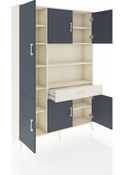 Arges Dolap 10 Raflı Tek Çekmeceli 6 Kapaklı 132X30X195 Aytaşı-Antrasit/aytaşı indirimleri