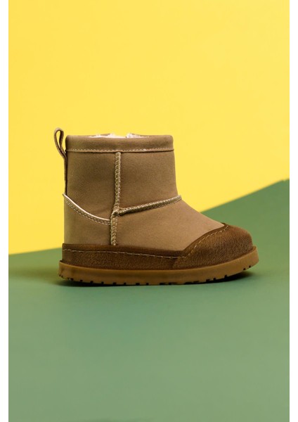 Gilla Vizon Süet Ters Dikiş Detaylı Içi Kürklü Bebe Bot