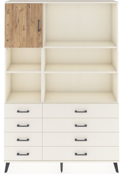 Arges Dolap 7 Raflı 8 Çekmeceli Tek Kapaklı 132X30X195 Aytaşı-Çam/aytaşı