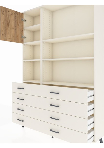 Arges Dolap 7 Raflı 8 Çekmeceli Tek Kapaklı 132X30X195 Aytaşı-Çam/aytaşı fırsatları