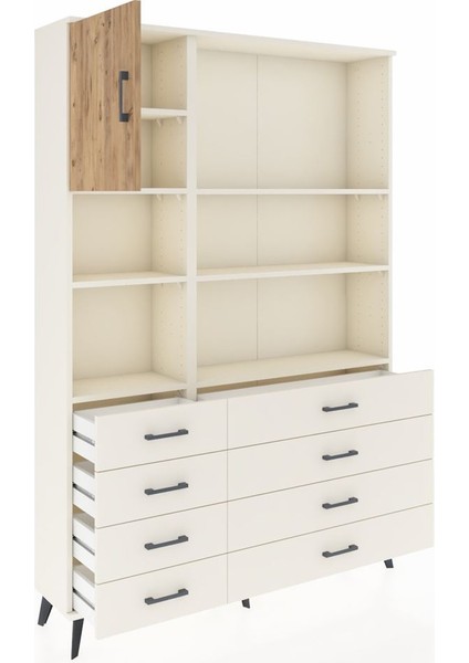 Arges Dolap 7 Raflı 8 Çekmeceli Tek Kapaklı 132X30X195 Aytaşı-Çam/aytaşı indirimleri