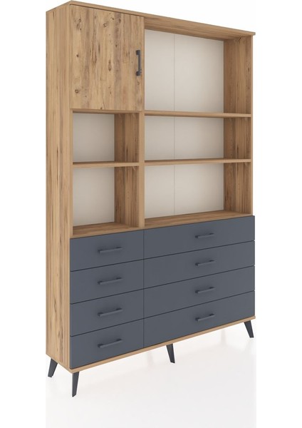 Arges Dolap 7 Raflı 8 Çekmeceli Tek Kapaklı 132X30X195 Çam-Çam/antrasit fiyatları