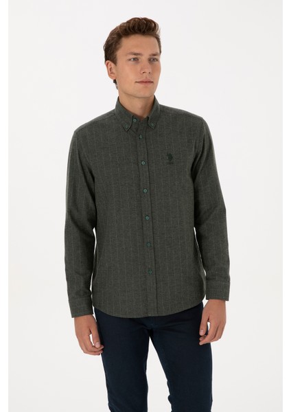 Erkek Koyu Yeşil Gömlek Desenli 50316559-VR079 modelleri