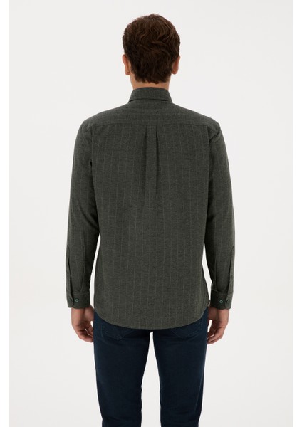Erkek Koyu Yeşil Gömlek Desenli 50316559-VR079 indirimleri