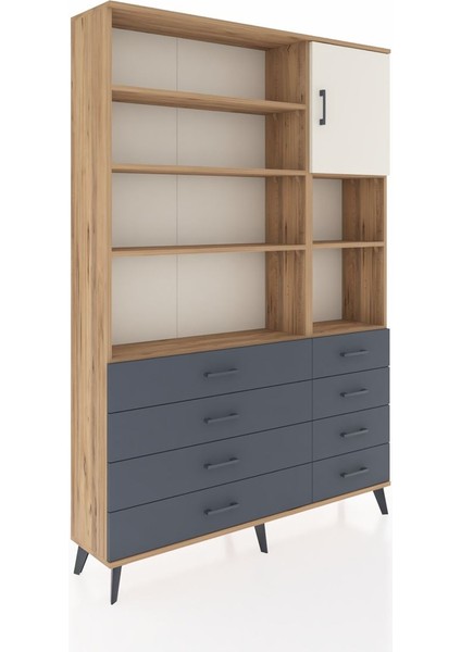 Arges Dolap 8 Raflı 8 Çekmeceli Tek Kapaklı 132X30X195 Çam-Aytaşı/antrasit fiyatları