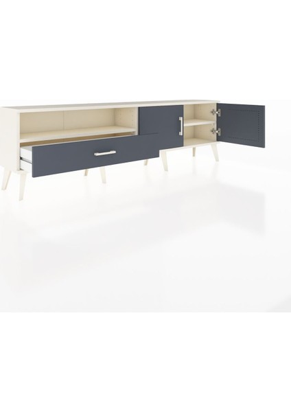 Arges Tv Ünitesi 2 Raflı Tek Çekmeceli 2 Kapaklı 176X30X51 Aytaşı-Antrasit/antrasit indirimleri