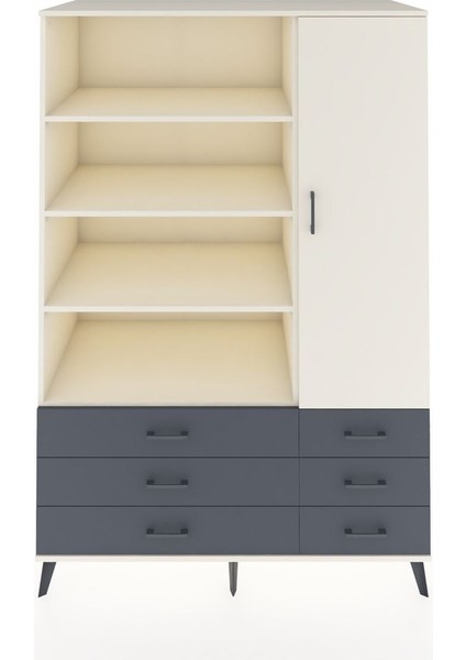 Kronos Dolap 8 Raflı 6 Çekmeceli Tek Kapaklı 132X59X195 Aytaşı-Aytaşı/antrasit