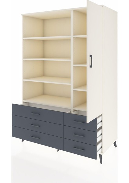 Kronos Dolap 8 Raflı 6 Çekmeceli Tek Kapaklı 132X59X195 Aytaşı-Aytaşı/antrasit modelleri